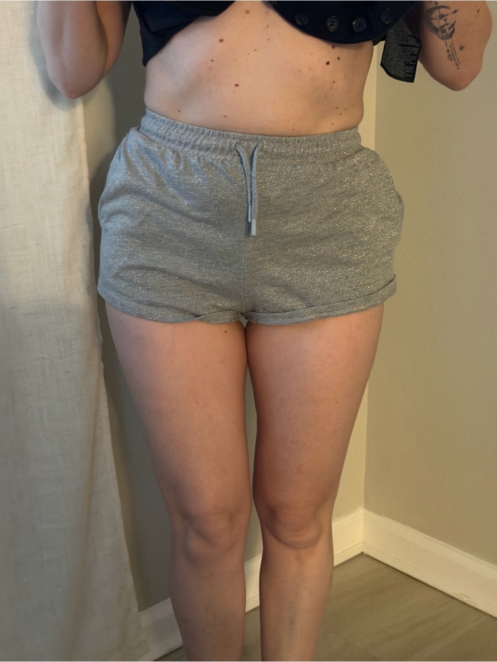 Zara Silver Sparkle Athletic Lounge Shorts